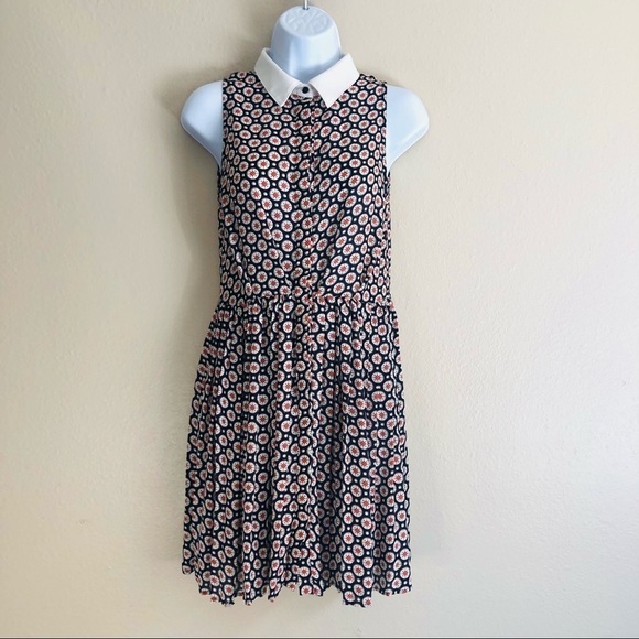 Maison Jules Printed Pleaded Buttons Down Dress S - Picture 1 of 16